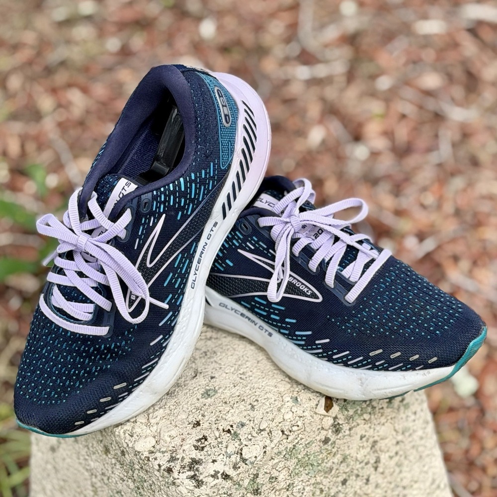 Brooks Glycerin 20 Women's Running Shoes Size 8.5 D Wide, Navy Blue/Purple/White